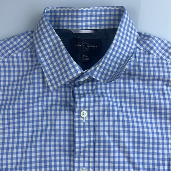 Black Brown 1826 Checkered Button Down Shirt S79-19 - Picture 2 of 5